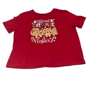 Holiday Time Official Cookie Tester Gingerbread Christmas Shirt Girls XL
